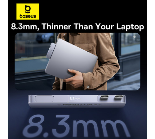 USB-хаб Baseus UltraJoy Series 5-Port HUB Space Grey (USB-C*2 to USB-C 40Gbps*1+HDMI 4K@30Hz*1+USB3.0*3） (B00052801811-04)