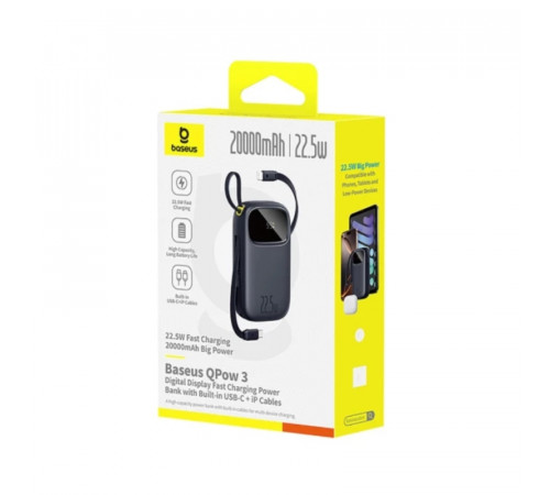 Зовнішній акумулятор Baseus EnerFill FC31 Digital Display Power Bank with 2 Built-in Cables 20000mAh 22.5W Cosmic Black (P10082107123-00)