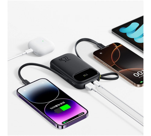 Зовнішній акумулятор Baseus EnerFill FC31 Digital Display Power Bank with 2 Built-in Cables 20000mAh 22.5W Cosmic Black (P10082107123-00)