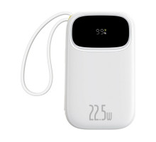 Зовнішній акумулятор Baseus EnerFill FC31 Digital Display Power Bank with 2 Built-in Cables 20000mAh 22.5W Moon White (P10082107213-00)