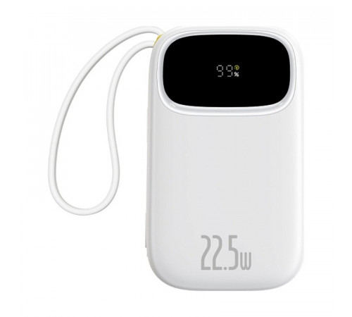 Зовнішній акумулятор Baseus EnerFill FC31 Digital Display Power Bank with 2 Built-in Cables 20000mAh 22.5W Moon White (P10082107213-00)