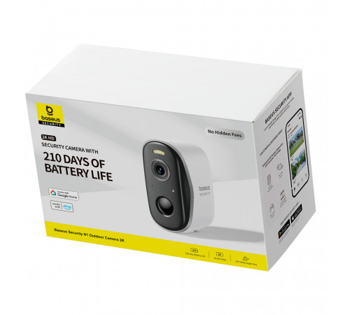 Додаткова IP-камера відеоспостереження Baseus Security N1 Outdoor Camera 2K White (S0ST002130)