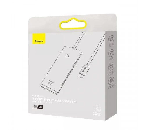 USB-хаб Baseus Lite Series 4-Port Type-C HUB Adapter (Type-C to USB 3.0*4 ) 1m Black (WKQX030401)