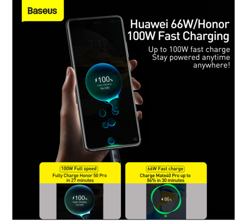 Кабель Baseus Crystal Shine Series Fast Charging Data Cable USB to Type-C 100W 2m Black (CAJY000501)