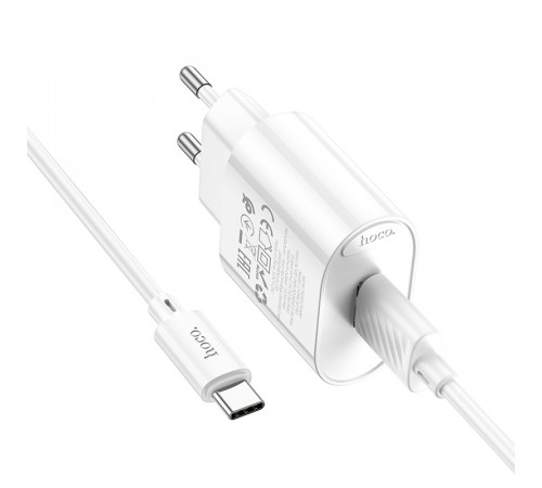 Мережевий зарядний пристрій з кабелем HOCO C109A(10.5W) Fighter single port charger set(Type-C) White (6942007656610)