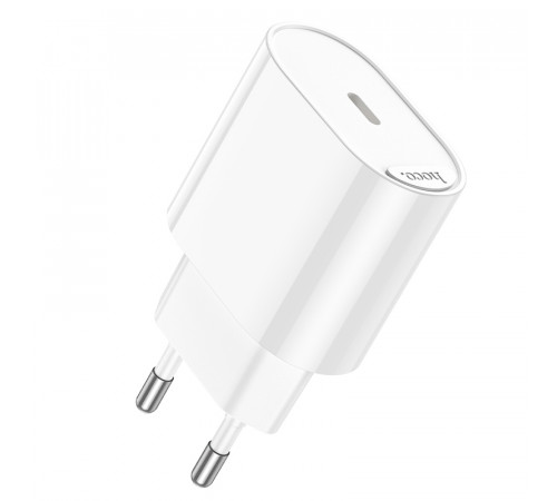 Мережевий зарядний пристрій HOCO C109A(PD20W) Fighter single port PD20W charger White (6942007656658)