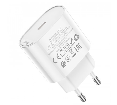 Мережевий зарядний пристрій HOCO C109A(PD20W) Fighter single port PD20W charger White (6942007656658)