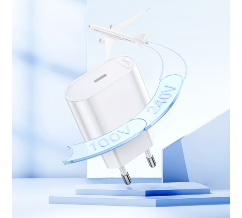 Мережевий зарядний пристрій HOCO C109A(PD20W) Fighter single port PD20W charger White (6942007656658)