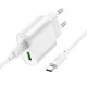 Мережевий зарядний пристрій з кабелем HOCO C109A(PD20W+QC3.0) Fighter PD20W+QC3.0 charger set(C to C) White (6942007656733)