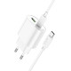 Мережевий зарядний пристрій з кабелем HOCO C109A(PD20W+QC3.0) Fighter PD20W+QC3.0 charger set(C to C) White (6942007656733)