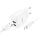 Мережевий зарядний пристрій з кабелем HOCO C141A Smart dual-port charger set(iP) White (6942007627870)