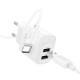 Мережевий зарядний пристрій з кабелем HOCO C141A Smart dual-port charger set(Type-C) White (6942007627917)
