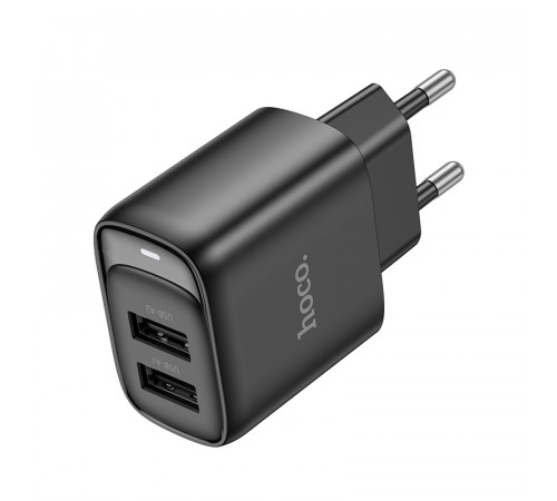 Мережевий зарядний пристрій HOCO C141A Smart dual-port charger Black (6942007627849)
