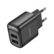 Мережевий зарядний пристрій HOCO C141A Smart dual-port charger Black (6942007627849)