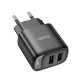 Мережевий зарядний пристрій HOCO C141A Smart dual-port charger Black (6942007627849)