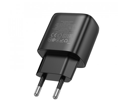Мережевий зарядний пристрій HOCO C141A Smart dual-port charger Black (6942007627849)