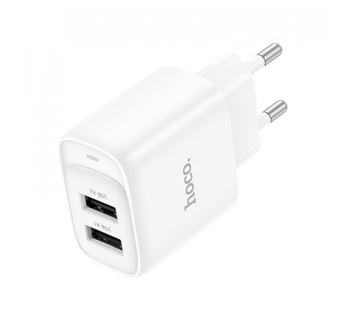 Мережевий зарядний пристрій HOCO C141A Smart dual-port charger White (6942007627856)