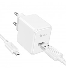 Мережевий зарядний пристрій з кабелем HOCO CS11A Ocean single port charger set(Micro) White (6942007603591)