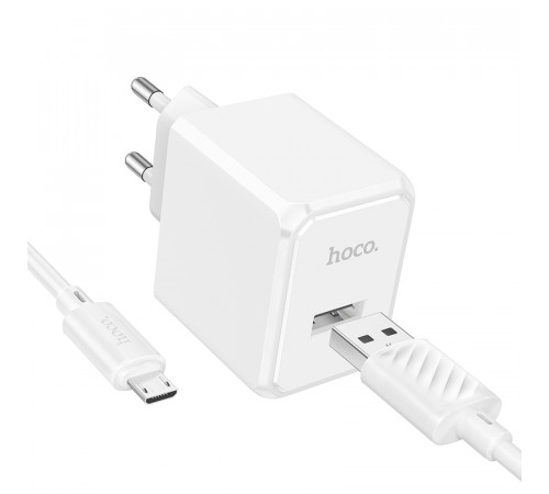 Мережевий зарядний пристрій з кабелем HOCO CS11A Ocean single port charger set(Micro) White (6942007603591)