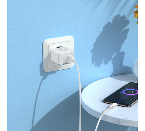 Мережевий зарядний пристрій з кабелем HOCO CS11A Ocean single port charger set(Micro) White (6942007603591)