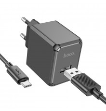 Мережевий зарядний пристрій з кабелем HOCO CS11A Ocean single port charger set(Type-C) Black (6942007603607)
