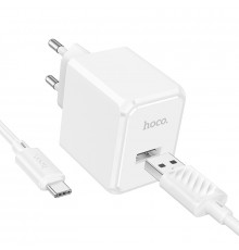 Мережевий зарядний пристрій з кабелем HOCO CS11A Ocean single port charger set(Type-C) White (6942007603614)