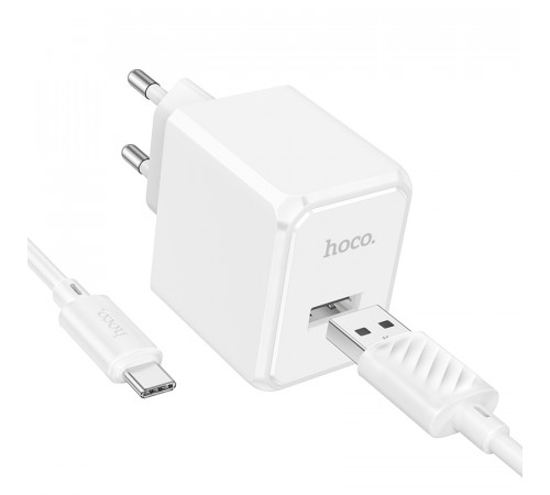 Мережевий зарядний пристрій з кабелем HOCO CS11A Ocean single port charger set(Type-C) White (6942007603614)