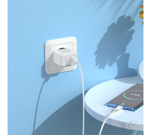 Мережевий зарядний пристрій з кабелем HOCO CS11A Ocean single port charger set(Type-C) White (6942007603614)