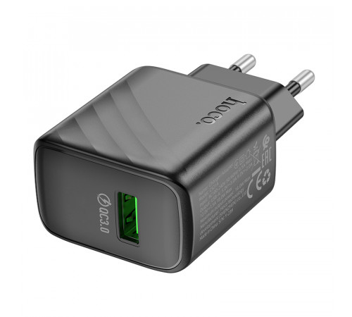 Мережевий зарядний пристрій HOCO CS21A Rich single port QC3.0 charger Black (6942007609883)