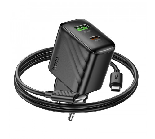 Мережевий зарядний пристрій з кабелем HOCO CS25A Rico PD20W+QC3.0 charger set(C to C) Black (6942007639804)