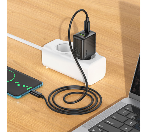 Мережевий зарядний пристрій з кабелем HOCO CS25A Rico PD20W+QC3.0 charger set(C to C) Black (6942007639804)
