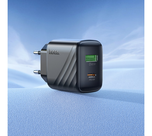 Мережевий зарядний пристрій з кабелем HOCO CS25A Rico PD20W+QC3.0 charger set(C to C) Black (6942007639804)