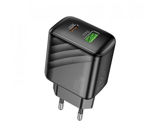 Мережевий зарядний пристрій HOCO CS25A Rico PD20W+QC3.0 charger Black (6942007639781)