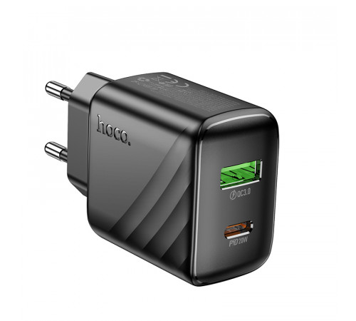 Мережевий зарядний пристрій HOCO CS25A Rico PD20W+QC3.0 charger Black (6942007639781)