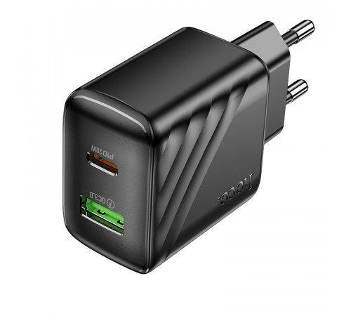 Мережевий зарядний пристрій HOCO CS25A Rico PD20W+QC3.0 charger Black (6942007639781)