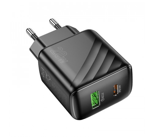 Мережевий зарядний пристрій HOCO CS25A Rico PD20W+QC3.0 charger Black (6942007639781)