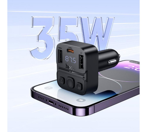 АЗП з FM-модулятором HOCO E87 Delta 35W(1A1C) car BT FM transmitter (6942007658980)