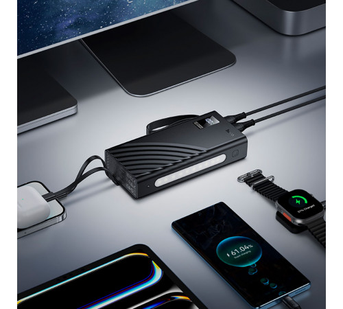 Зовнішній акумулятор HOCO J155 Shine 22.5W+PD20W+light 4-cable power bank(20000mAh) (6942007652117)