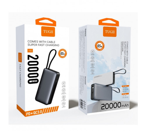 Зовнішній акумулятор WUW TUGII-Y65 （PD 65W quick charge) 20000mAh Black (6917674147303)