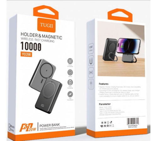 Зовнішній акумулятор WUW TUGII-Y03 15W magsafe 10000mAh Black (Y03W)