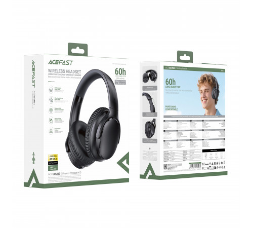 Бездротові накладні навушники ACEFAST H10 wireless headset Black (6974316284932)