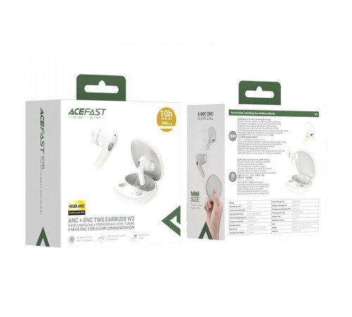 Бездротові навушники TWS ACEFAST W3, ANC+ENC, IPX4, Khaki (6974316284802)