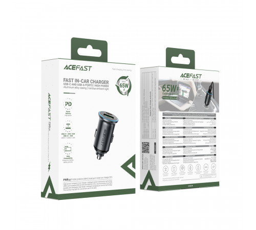 Автомобільний зарядний пристрій ACEFAST B15 65W (USB-A+USB-C) dual port metal car charger (6974316284963)