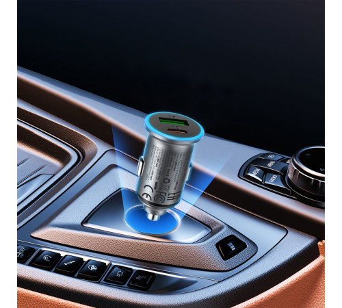 Автомобільний зарядний пристрій ACEFAST B15 65W (USB-A+USB-C) dual port metal car charger (6974316284963)