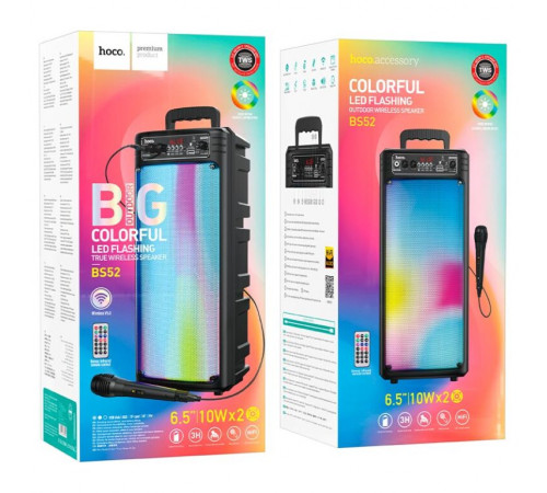 Портативна колонка HOCO BS52 Billowing outdoor BT speaker, 10W*2, Black (6931474780799)