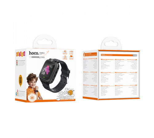 Дитячий смарт-годинник HOCO Y105 36mm. 400 mAh children phone watch Black (6942007658638)