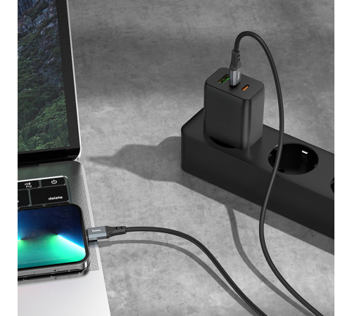 Кабель Hoco X86 iP Spear PD silicone charging data cable Black (6931474777898)