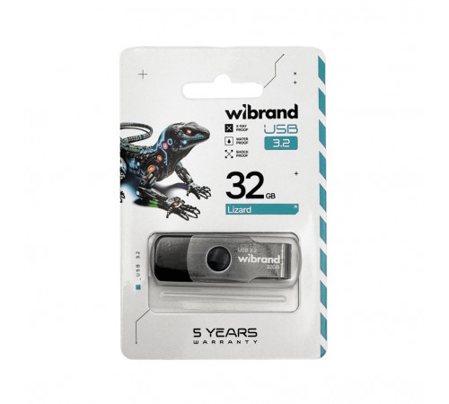 Флеш-накопичувач Wibrand USB 3.2 Gen1 Lizard 32GB Black (WI3.2/LI32P9B)