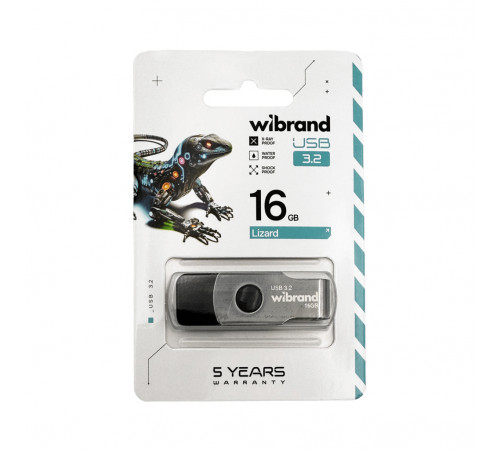 Флеш-накопичувач Wibrand USB 3.2 Gen1 Lizard 16GB Black (WI3.2/LI16P9B)