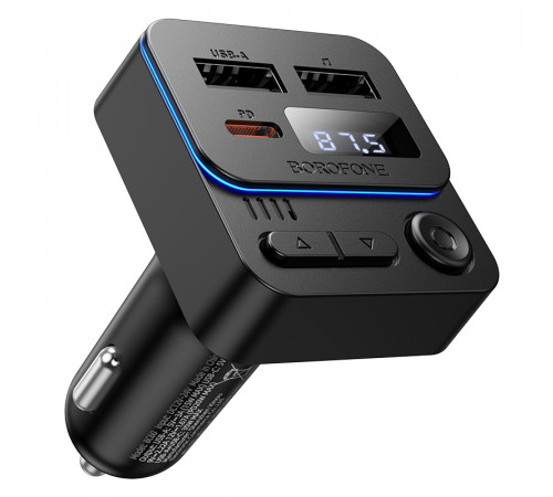 АЗП з FM-модулятором BOROFONE BC60 Hero 35W(1A1C) car BT FM transmitter Black (6941991121388)